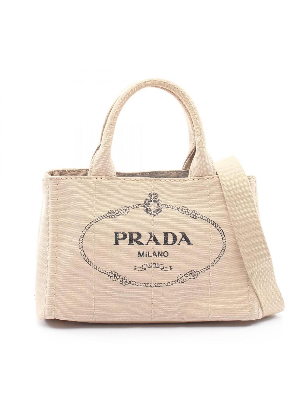 Prada Canapa 2Way Tote Bag Canvas Beige #271477P84B